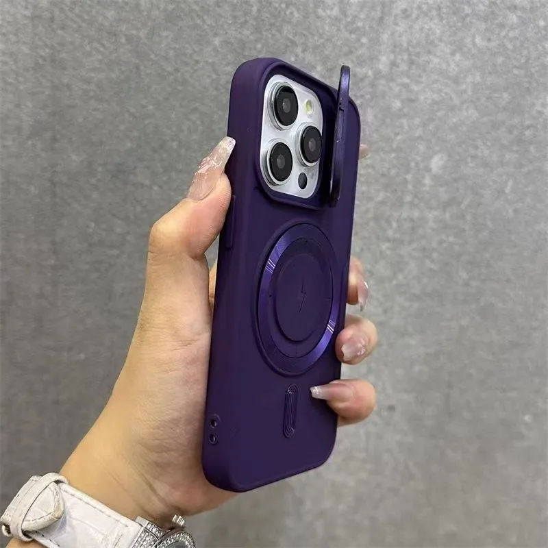 Magnetic suction plastic phone case for iPhone in all-inclusive design, available in seven colours
