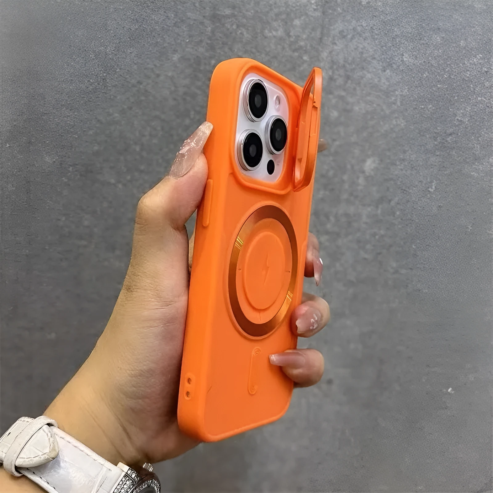 Magnetic suction plastic phone case for iPhone in all-inclusive design, available in seven colours