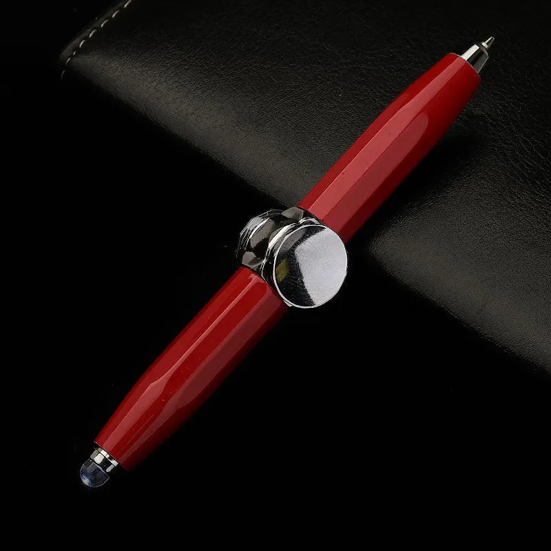 Metal gyro ballpoint pen with LED spinner top in various ink colour options