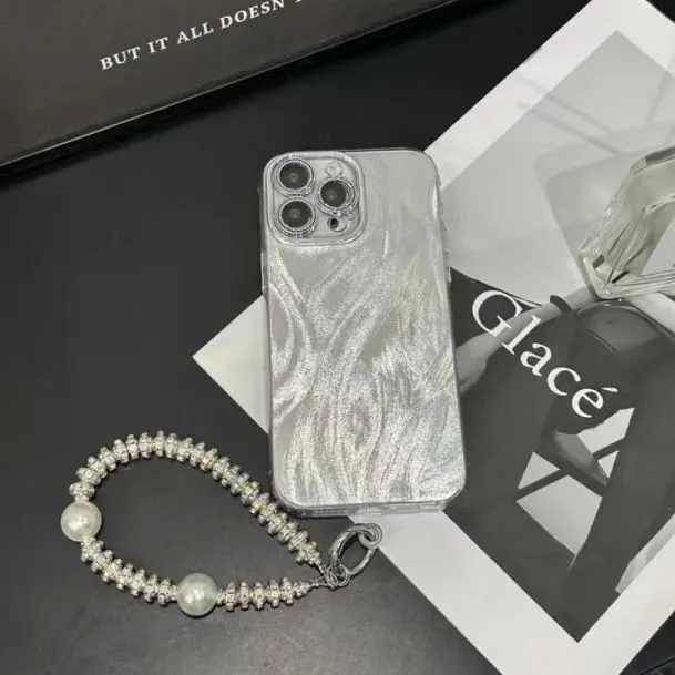 Glitter phone case for Apple iPhone 11-15, shockproof, black, shows all-inclusive fit with lens protector and bracelet