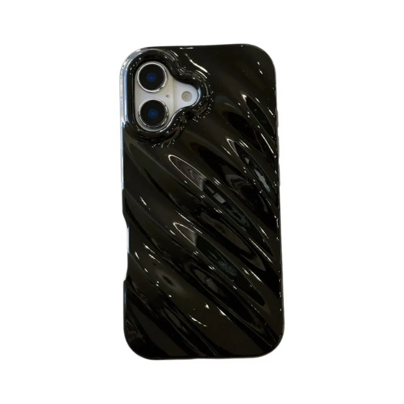Solid colour three-dimensional water ripple TPU phone case for iPhone, anti-fall and anti-fingerprint, available in electroplated silver