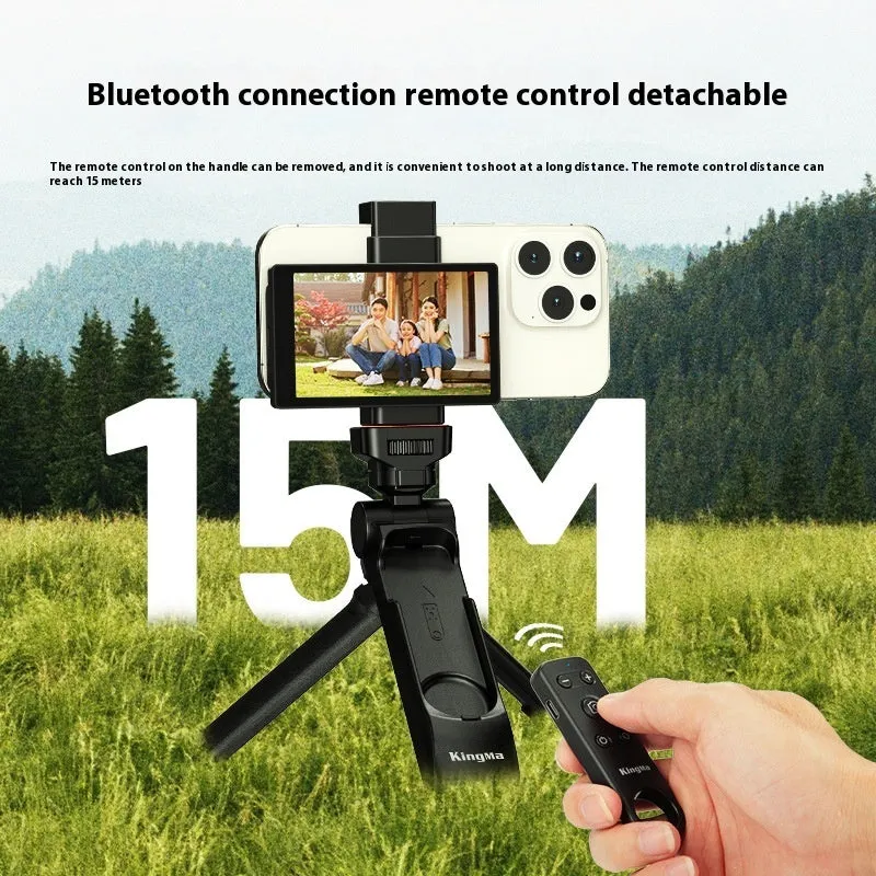 Black ABS mobile phone tripod with Bluetooth remote control and handle