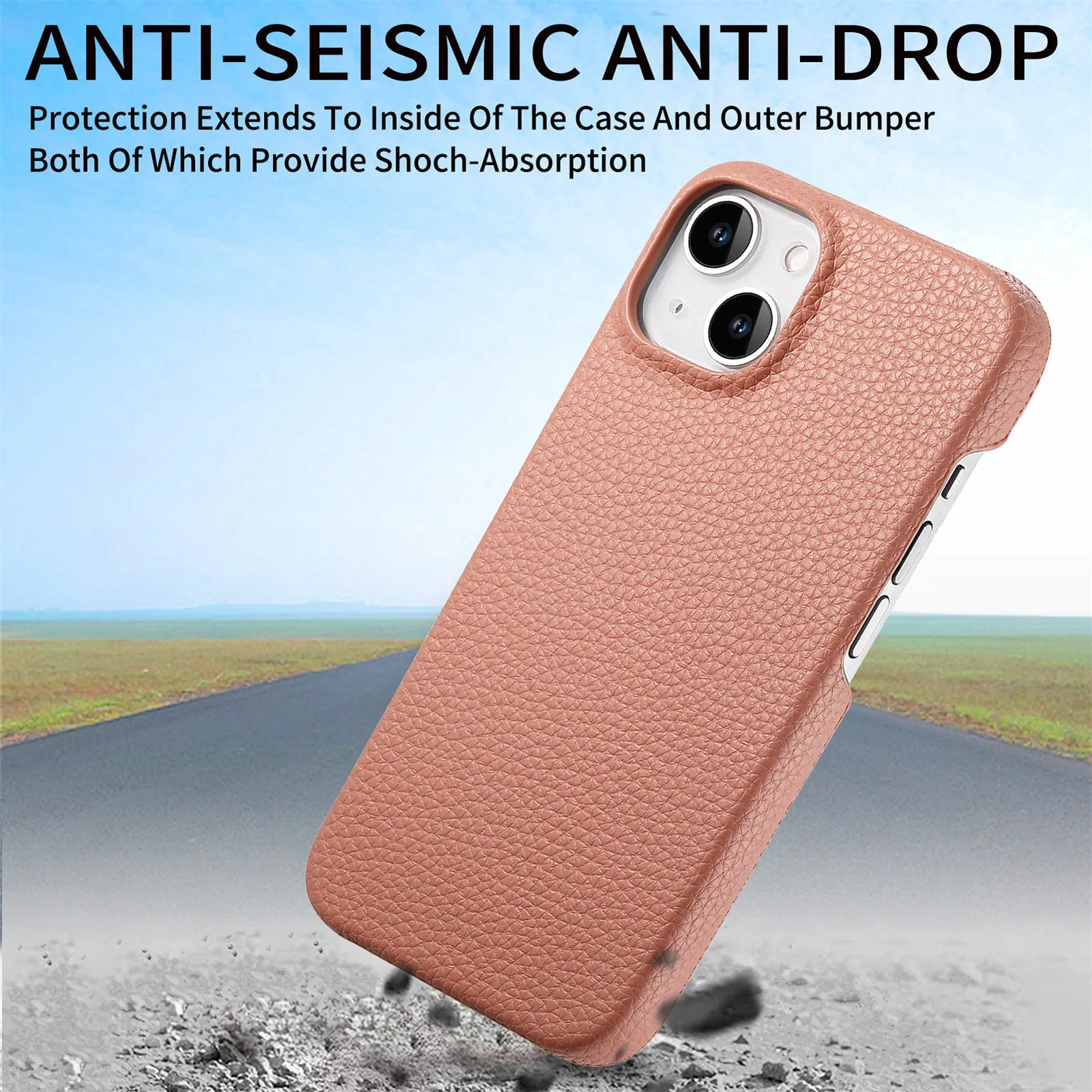 PU leather litchi grain phone case in matcha green for Apple iPhone protective cover