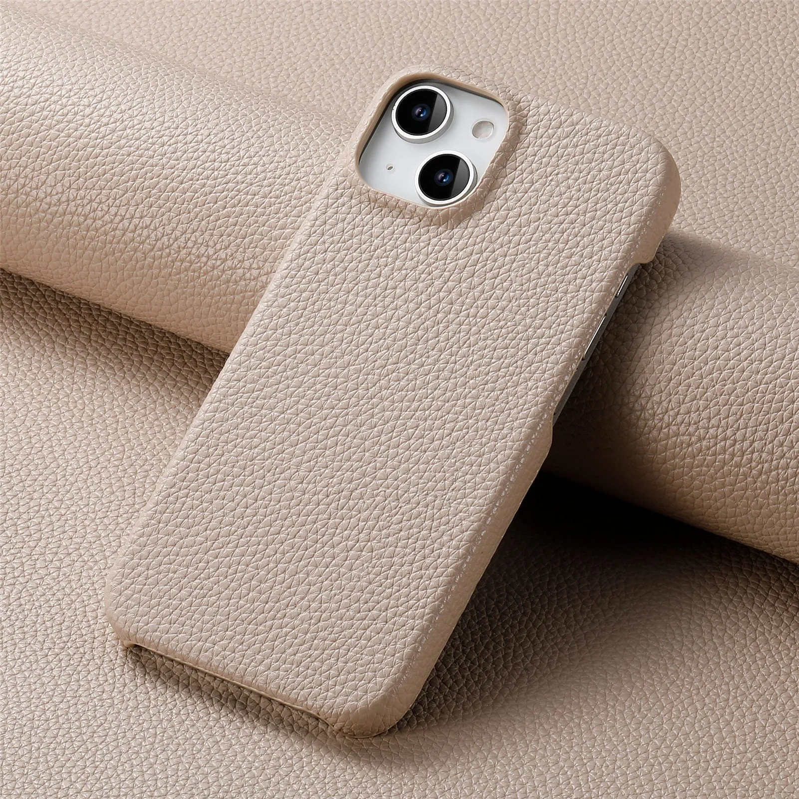 PU leather litchi grain phone case in matcha green for Apple iPhone protective cover