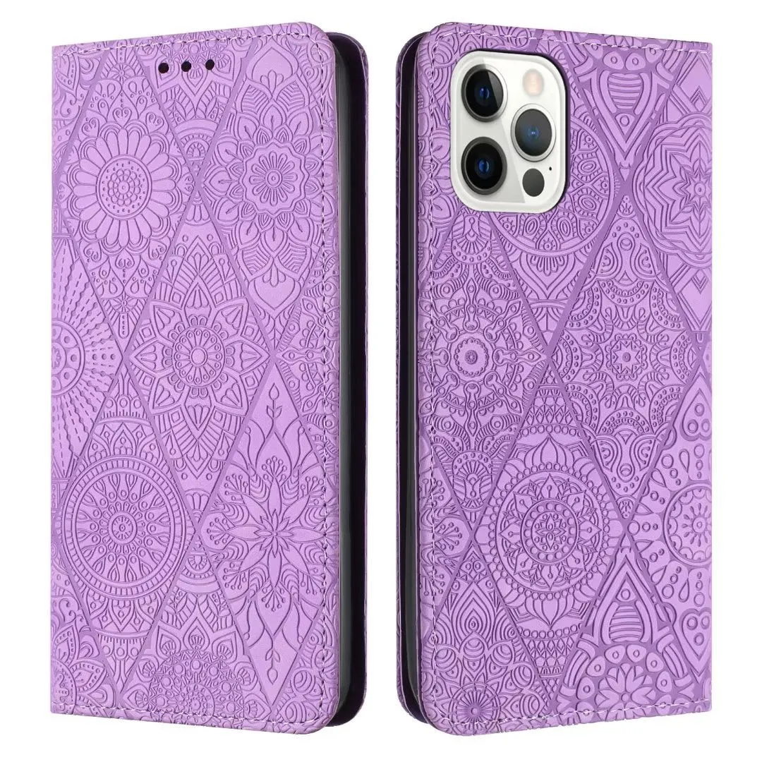 Solid colour retro embossing imitation leather phone case with built-in bracket, available for iPhone models