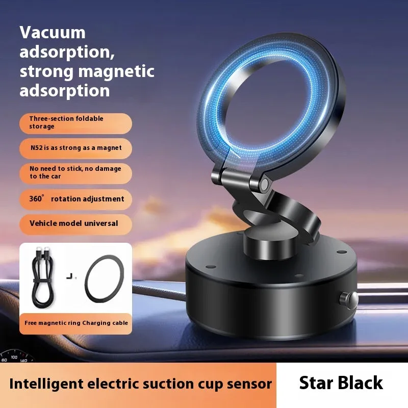 Car magnetic phone holder with alloy frame and 360 degree rotation, black colour option