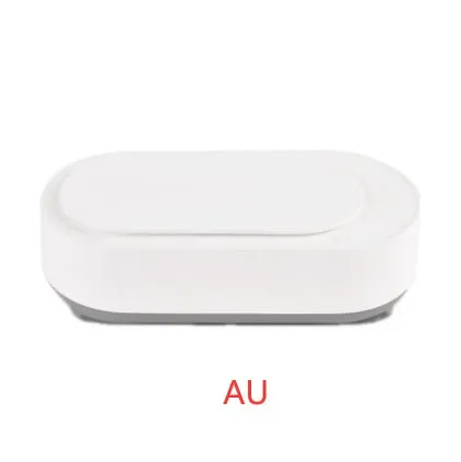 White portable ultrasonic cleaning machine with stainless steel tank and touch button.
