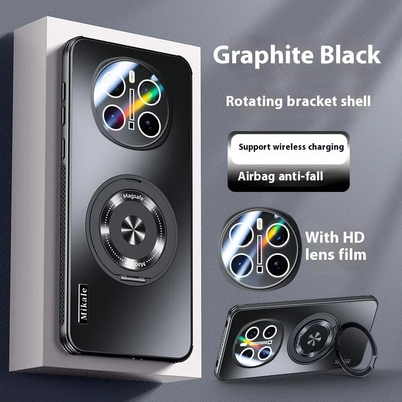Cooling metal magnetic suction rotating bracket phone case for Glory in Graphite Black with frosted finish