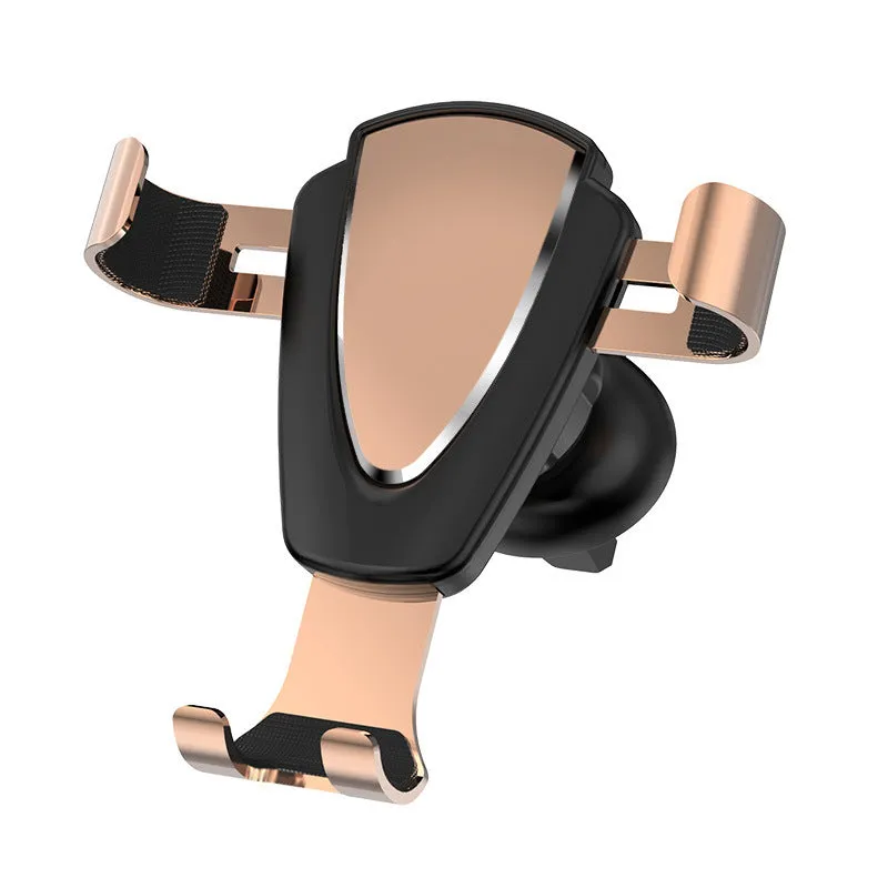 Car sensor gravity bracket for mobile phone in silver finish, showing air outlet clip and phone holding arms