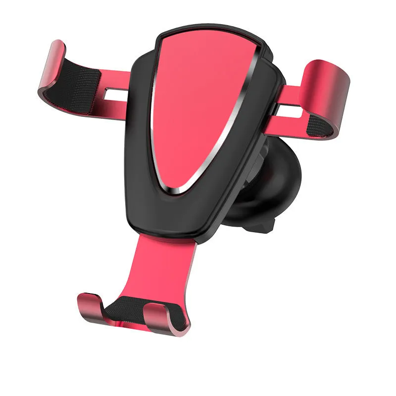 Car sensor gravity bracket for mobile phone in silver finish, showing air outlet clip and phone holding arms