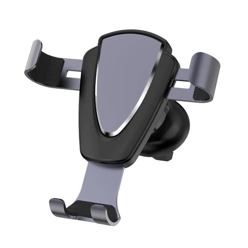 Car sensor gravity bracket for mobile phone in silver finish, showing air outlet clip and phone holding arms