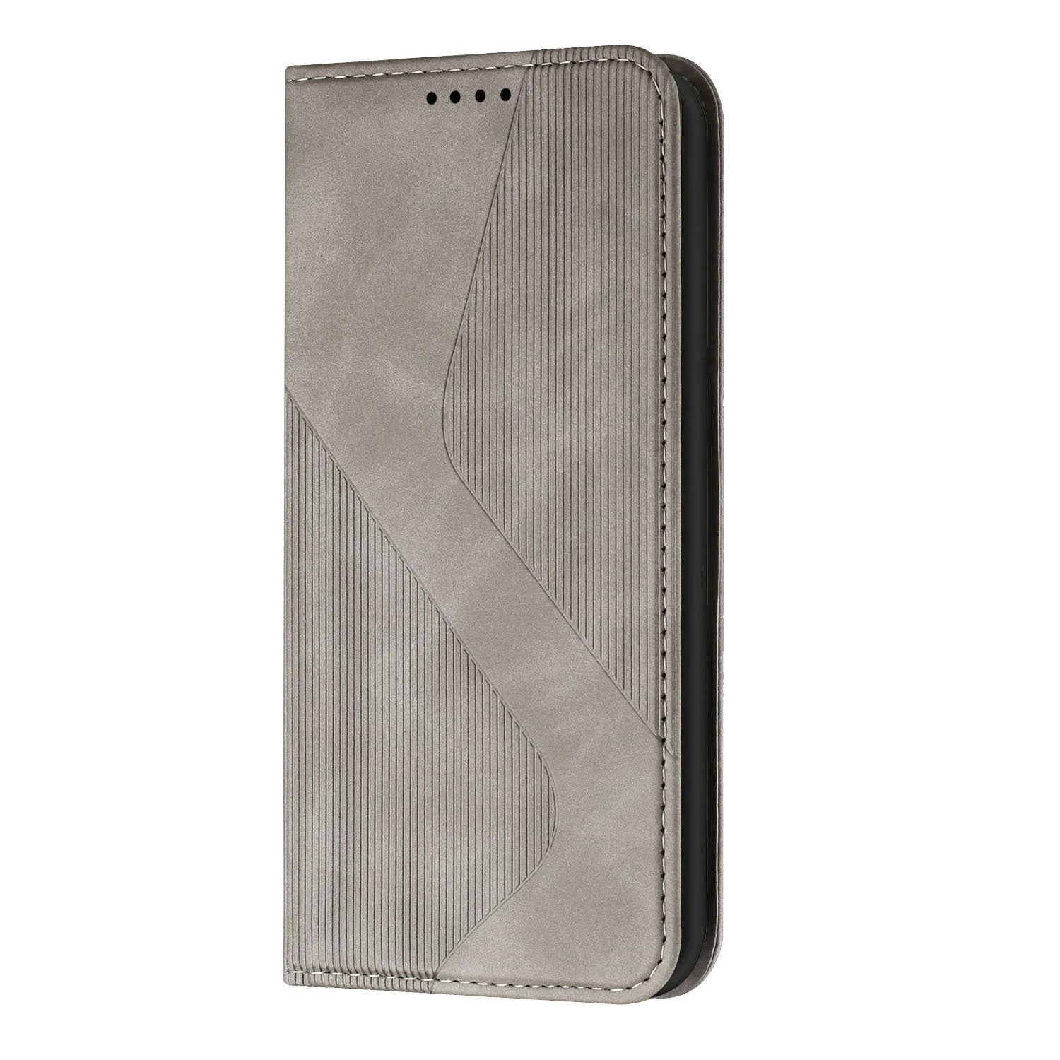 Three-slot strong magnetic suction flip card leather phone case for Apple iPhones, available in multiple colours, hot-pressed leather finish