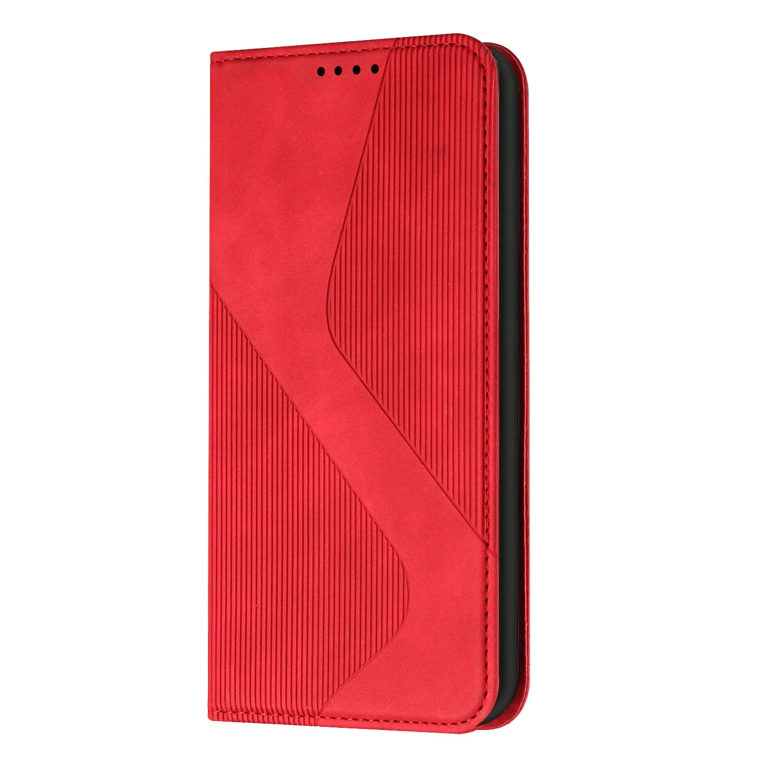 Three-slot strong magnetic suction flip card leather phone case for Apple iPhones, available in multiple colours, hot-pressed leather finish