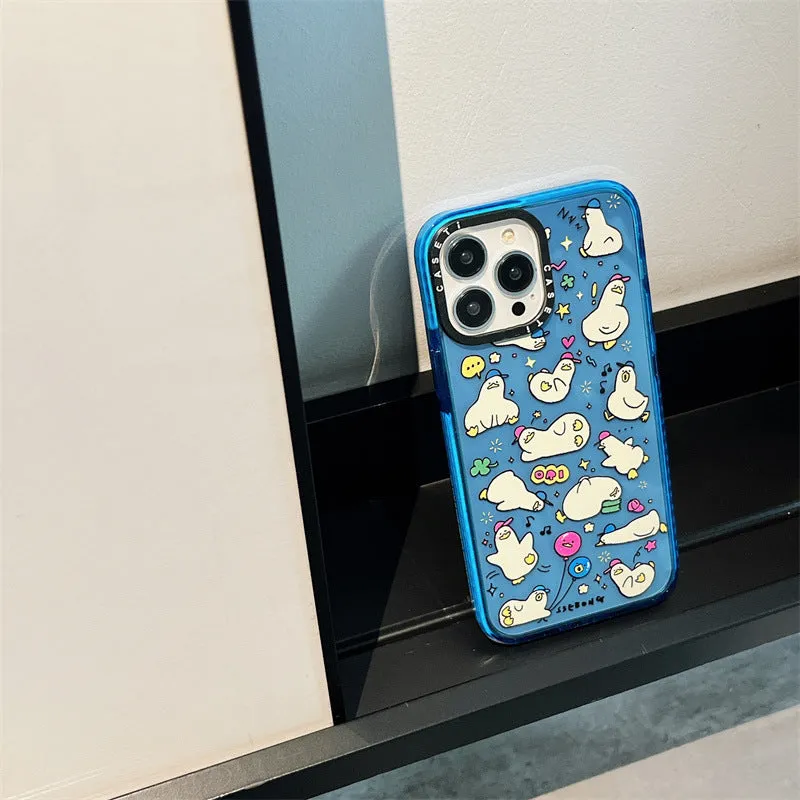 Little Duck Creative drop-resistant PC phone case with cartoon duck pattern and flash acrylic finish in green for iPhone