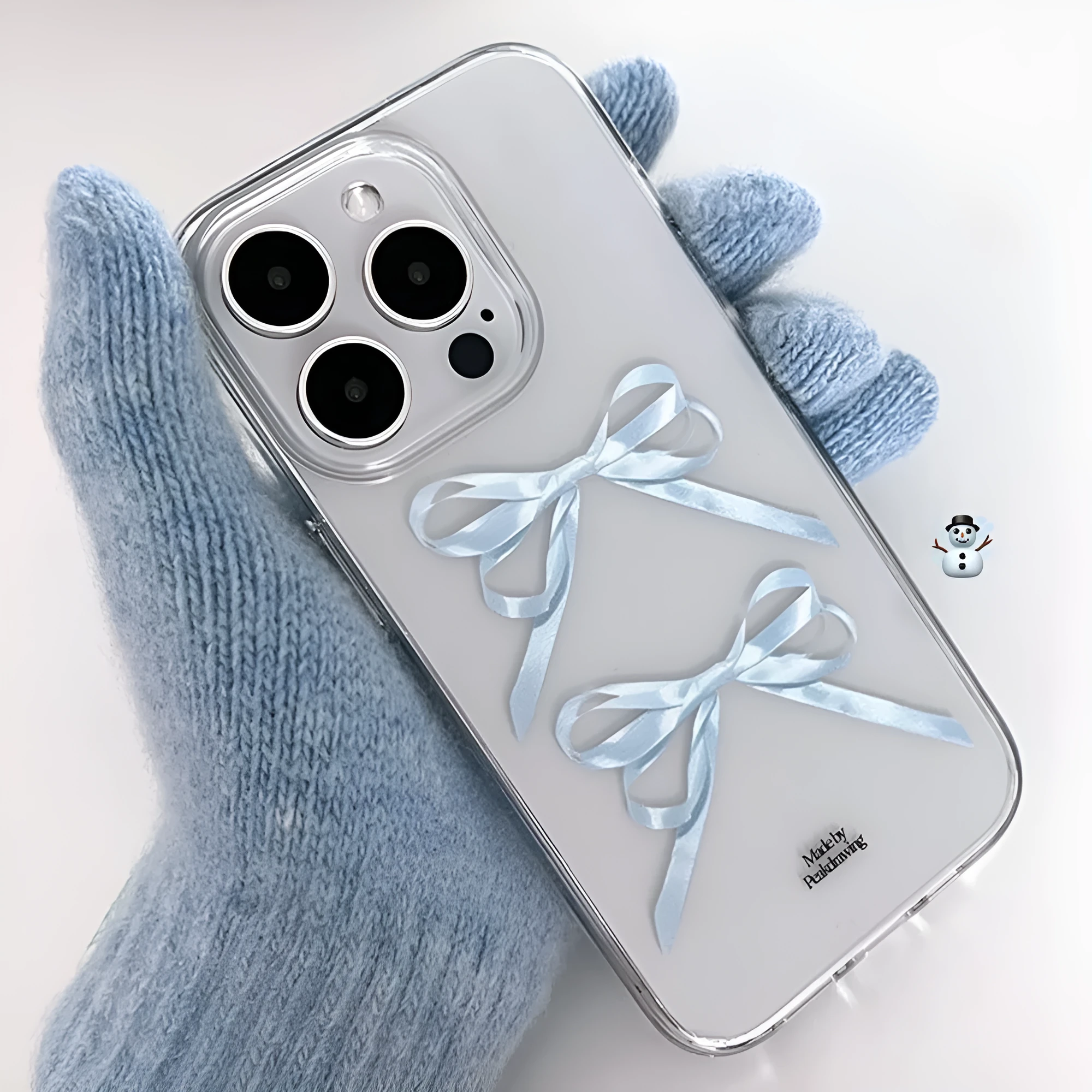 Transparent TPU phone case with bow design for iPhone 14 Pro Max