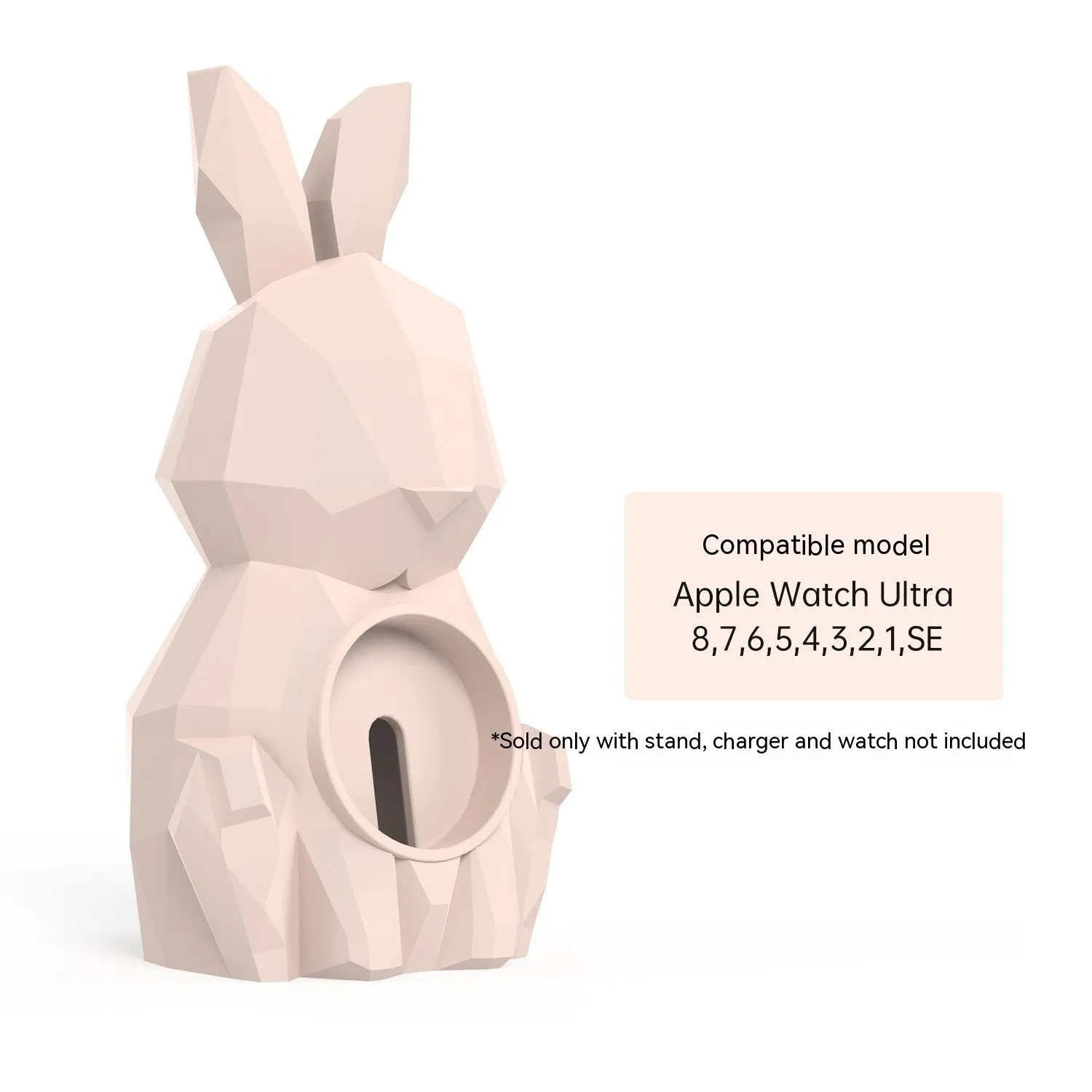 Rabbit-shaped silicone desk charger bracket in white with wrist strap holding a charging cable