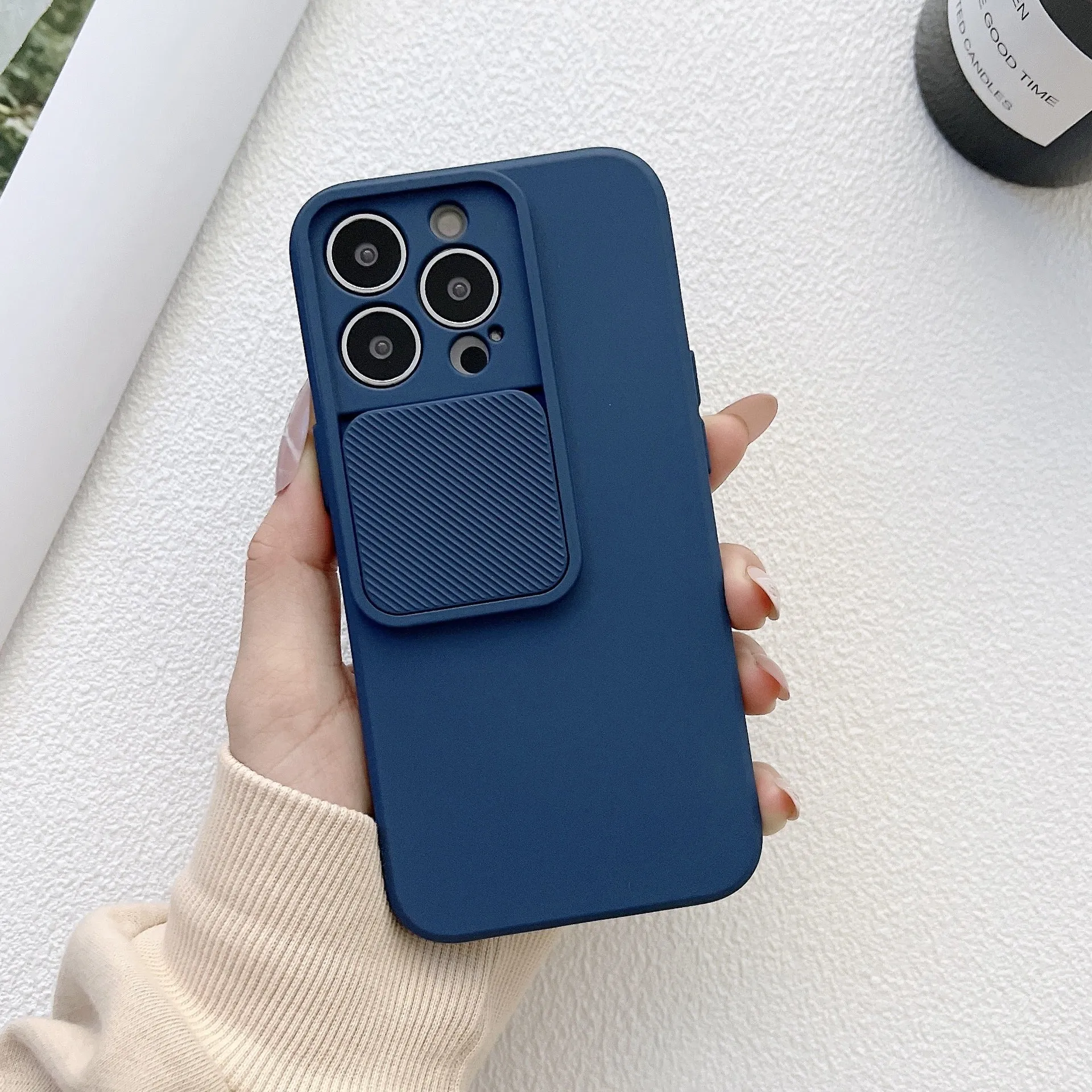 TPU phone case for iPhone in black with slim back cover and camera cutout
