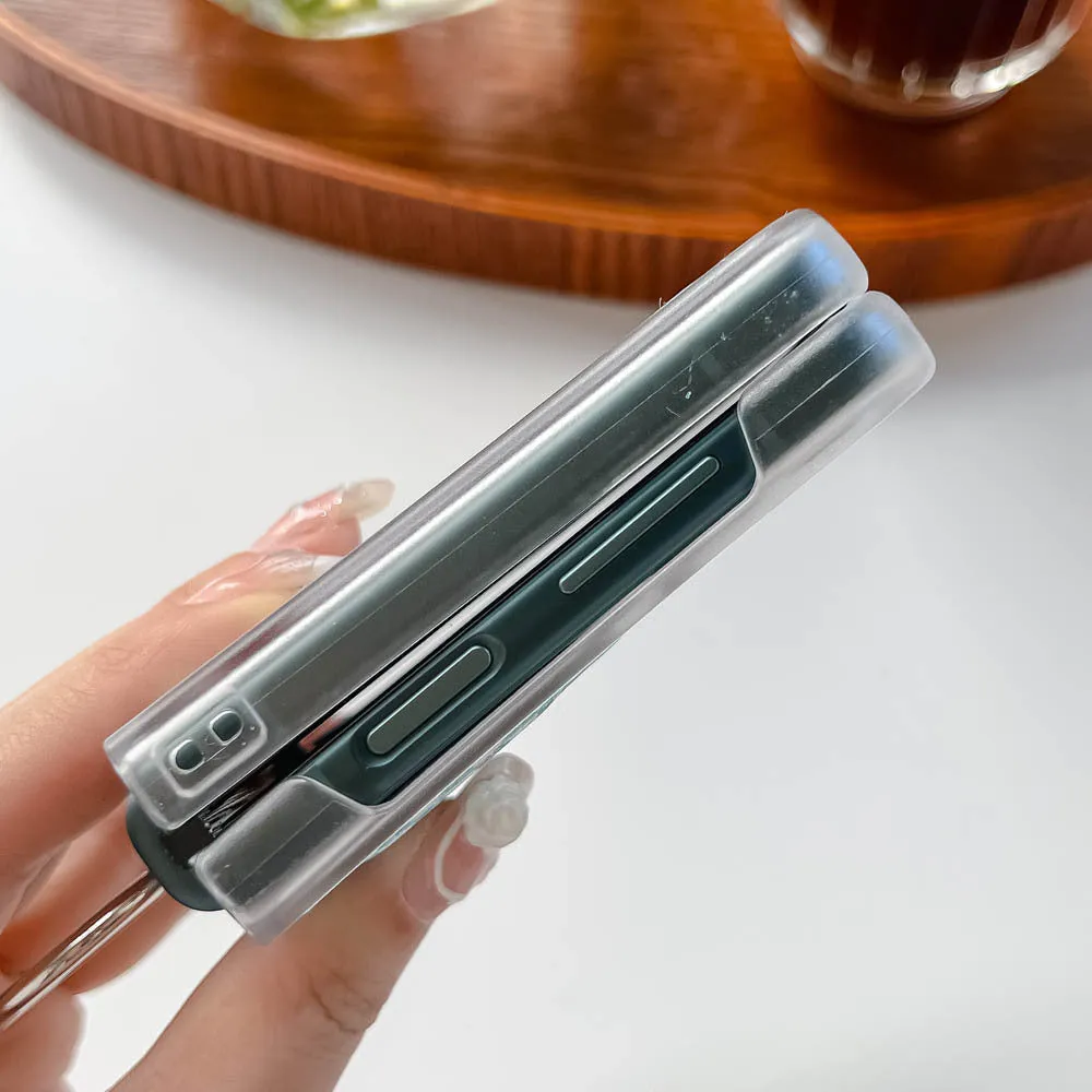 Foldable screen plaid ring phone case for Samsung Galaxy Z Flip 3 and Z Flip 4 in black with ring grip