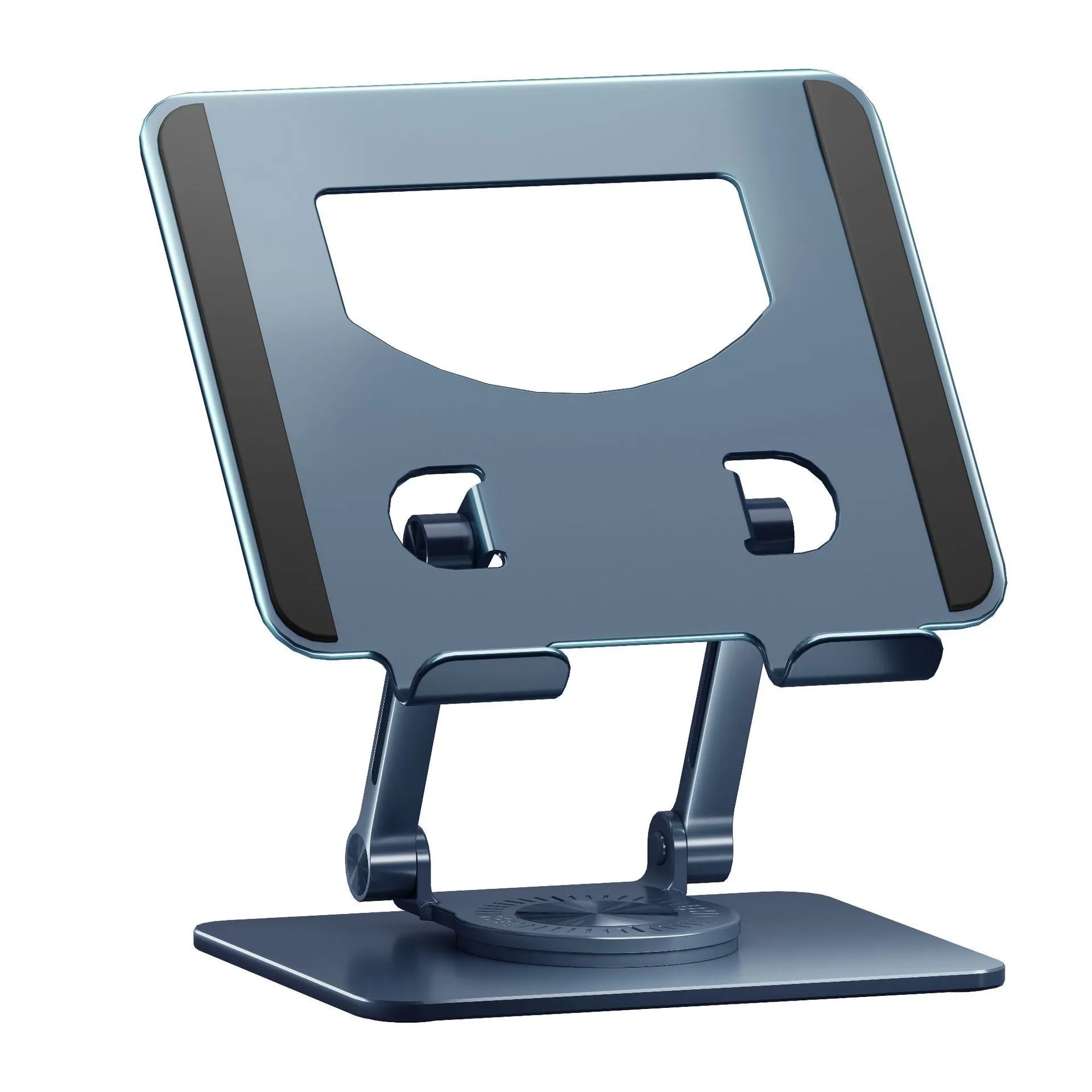 Desktop adjustable wireless charging stand with rotary arm in silver, alloy construction