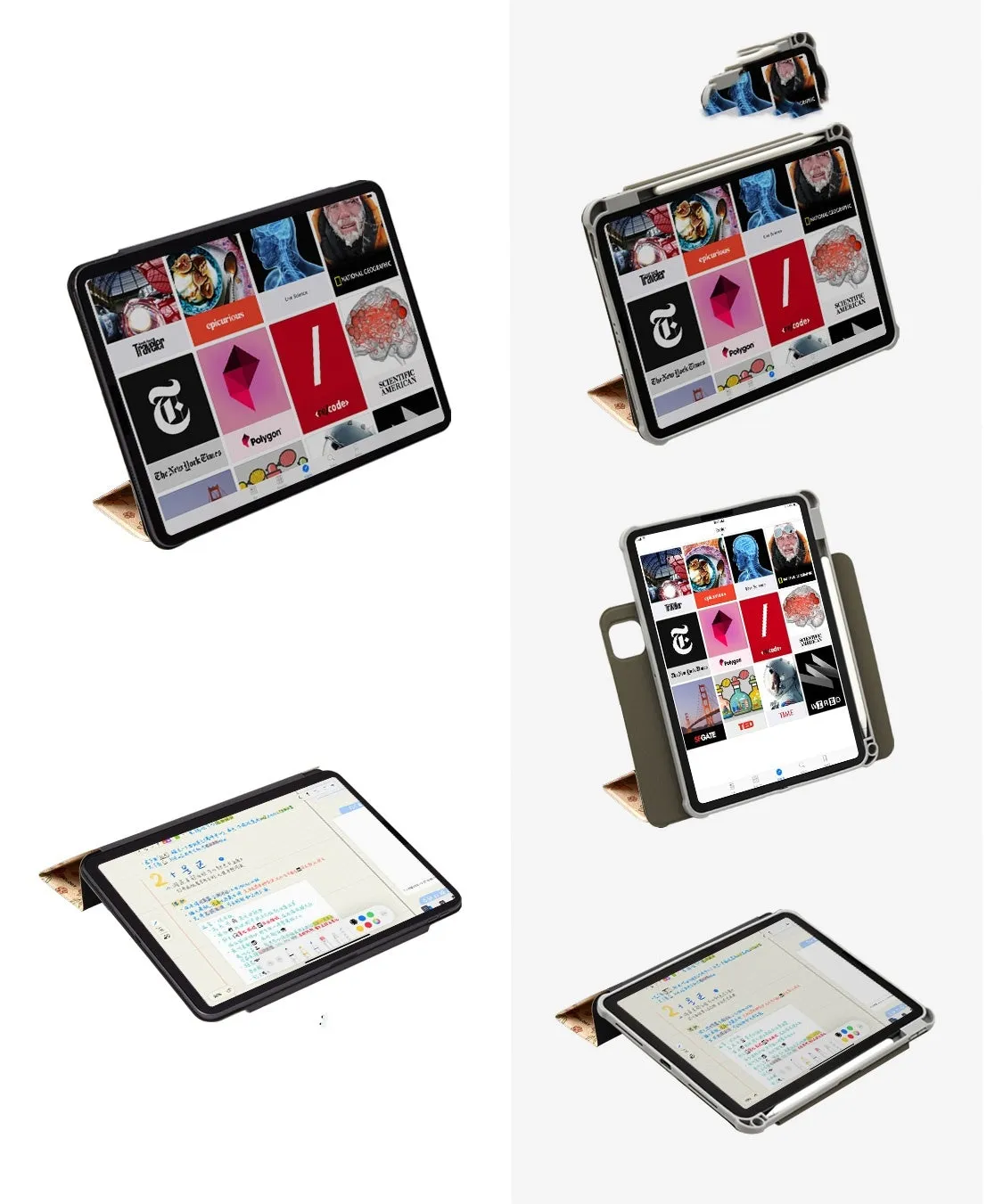 Microfiber leather tablet case with magnetic double-sided clip for Apple iPad Air and Pro models