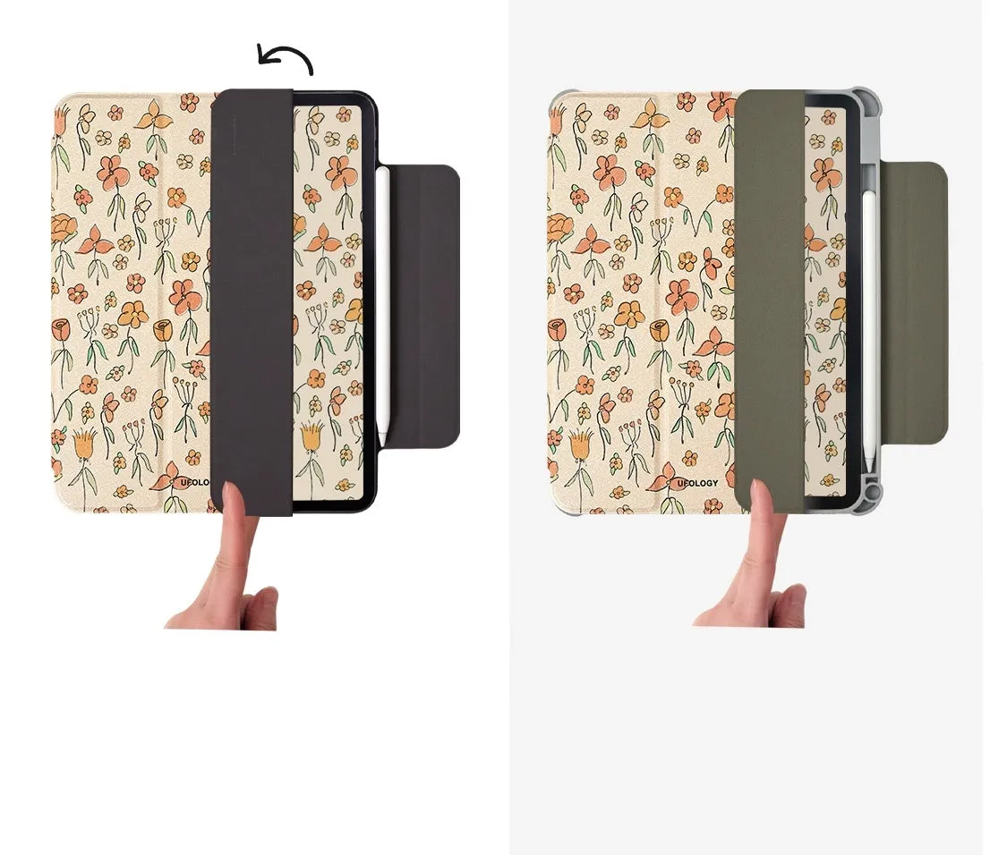 Microfiber leather tablet case with magnetic double-sided clip for Apple iPad Air and Pro models