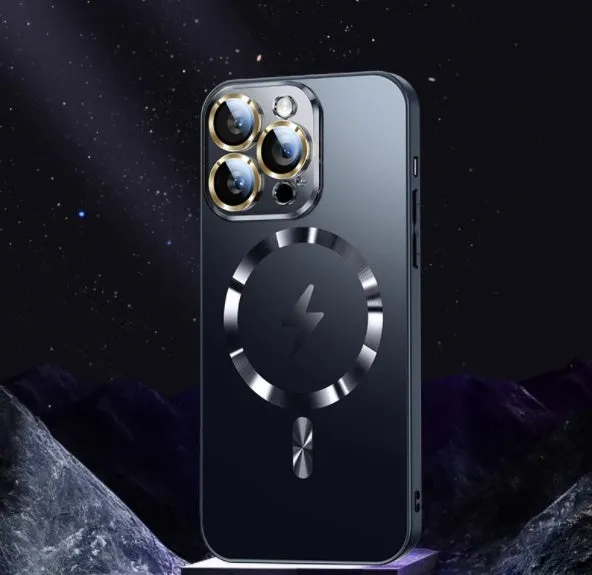 Frosted glass magnetic suction phone case for iPhone 15 in matte finish multiple colours