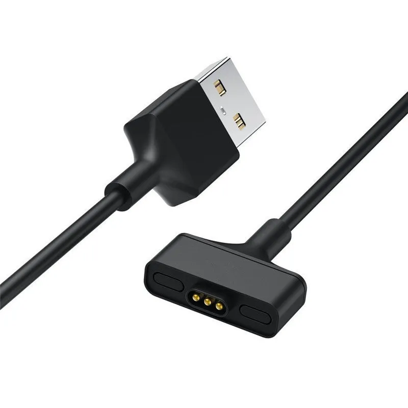 Black magnetic charging cable for Fitbit Ionic and Alta HR smart watch with connector and pearlescent bag