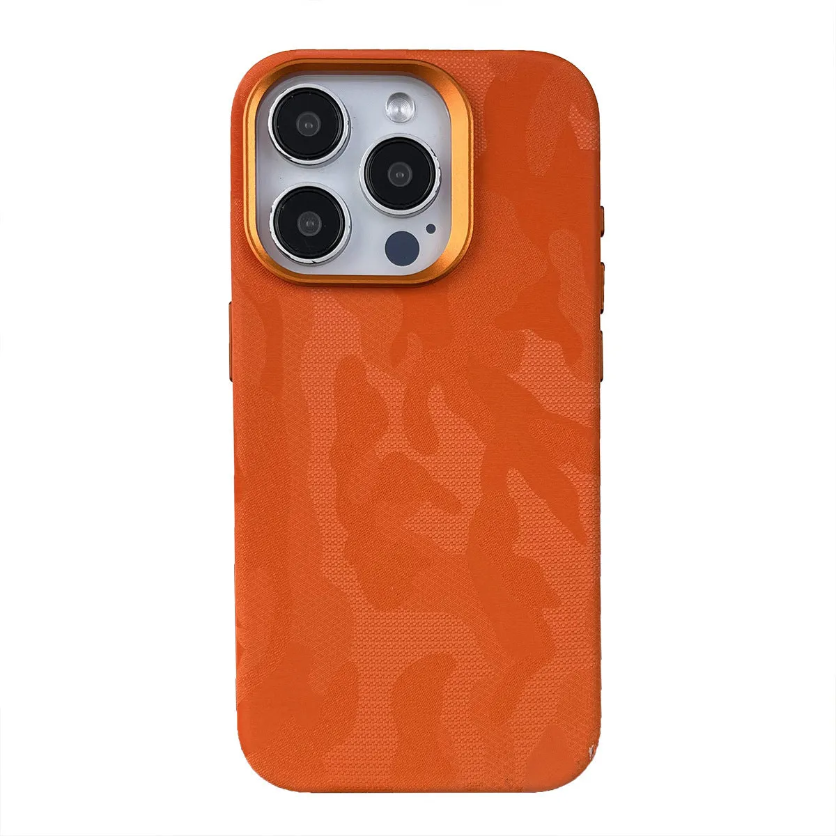 Leather camouflage magnetic phone case for iPhone in Emma Orange colour, shockproof and anti-fall protection