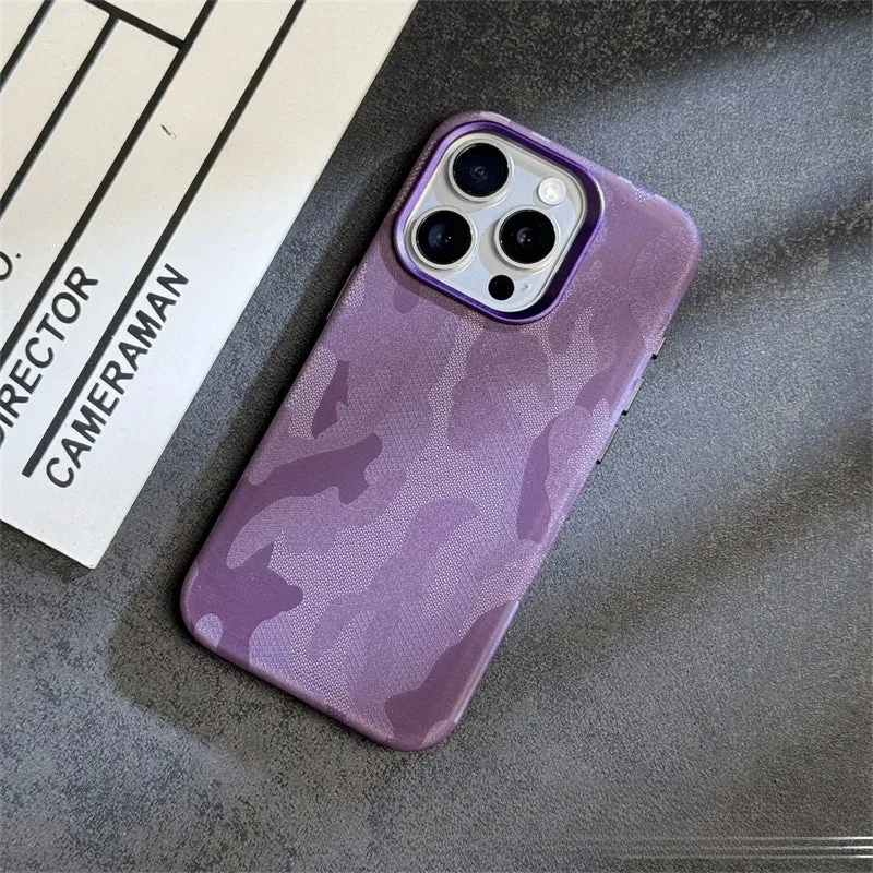 Magnetic drop-resistant phone case in imitation leather for iPhone 12-15 series, dark purple colour, shockproof and anti-fingerprint