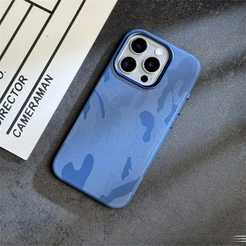 Magnetic drop-resistant phone case in imitation leather for iPhone 12-15 series, dark purple colour, shockproof and anti-fingerprint