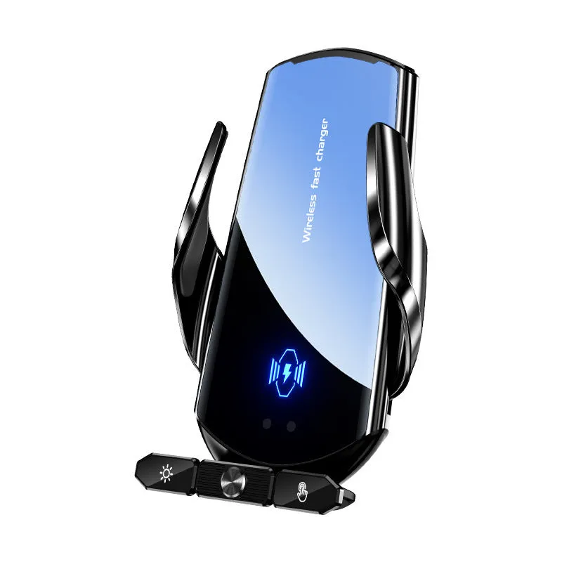 Car wireless charger phone bracket for air outlet mount 15W electric clamping black silver