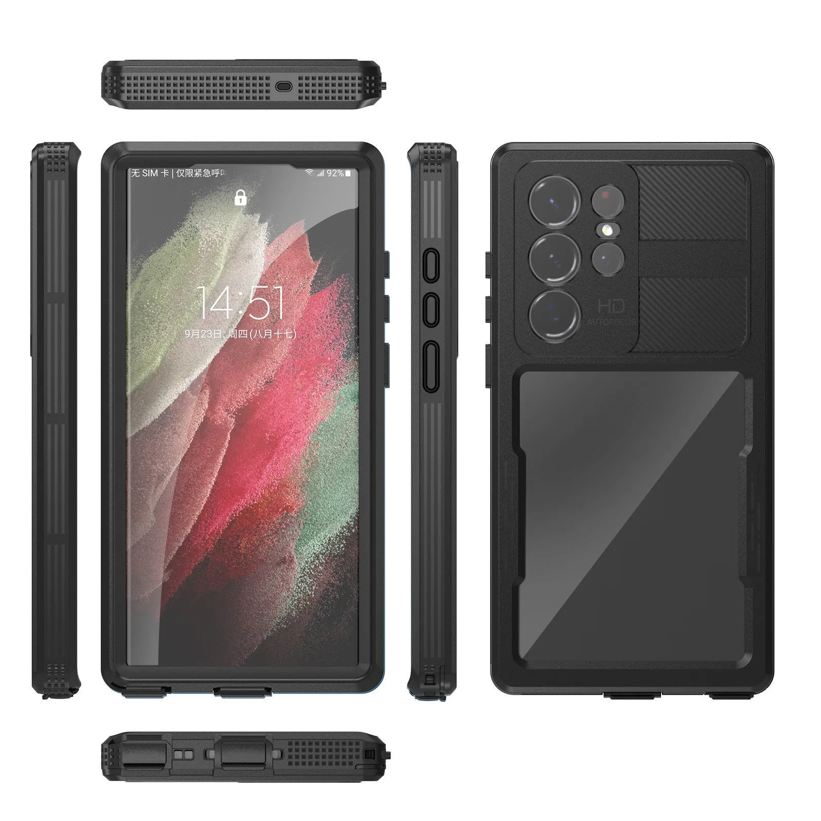 Fashion outdoor drop-resistant protective cover for Samsung S23 Ultra in Black made of TPU PC PET