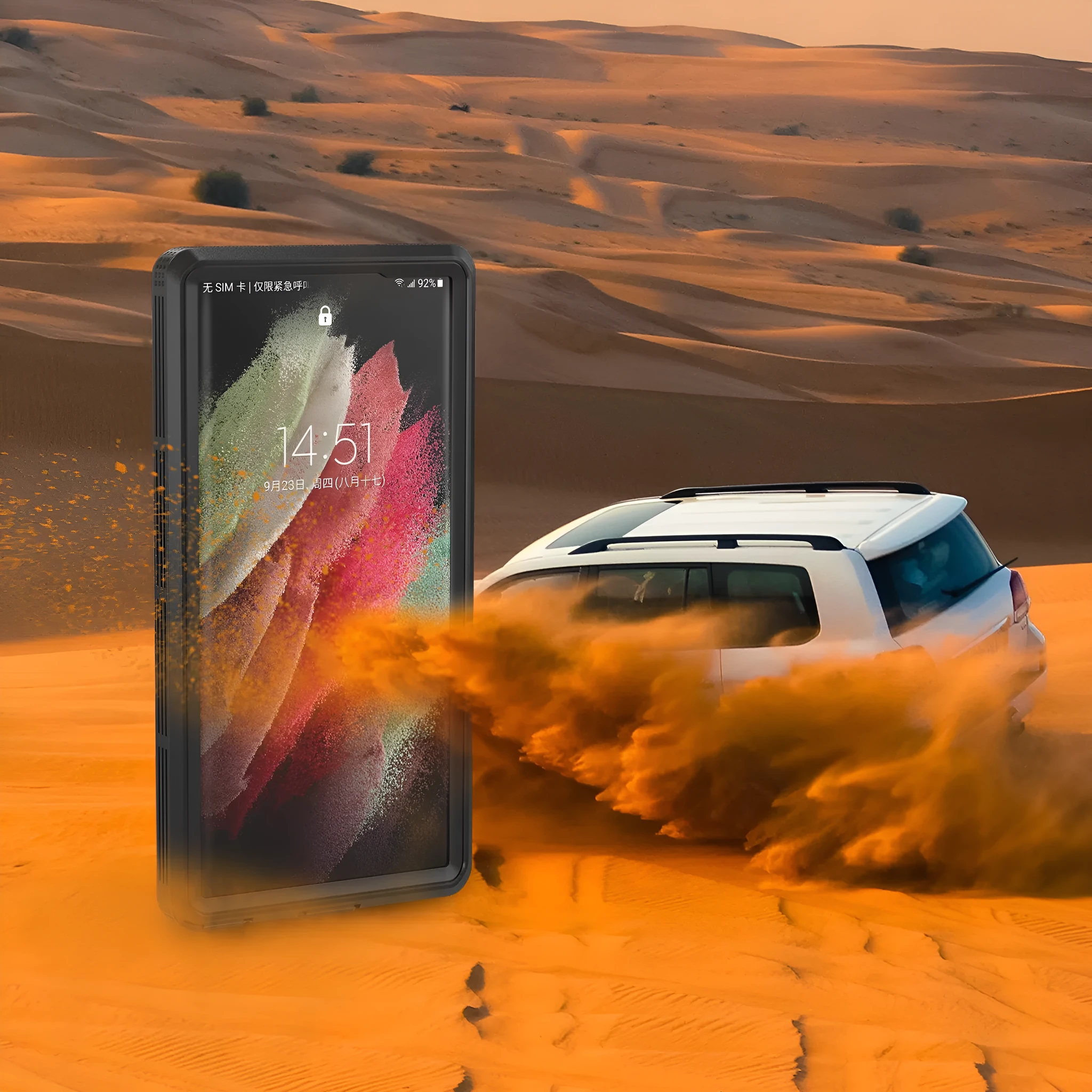 Fashion outdoor drop-resistant protective cover for Samsung S23 Ultra in Black made of TPU PC PET