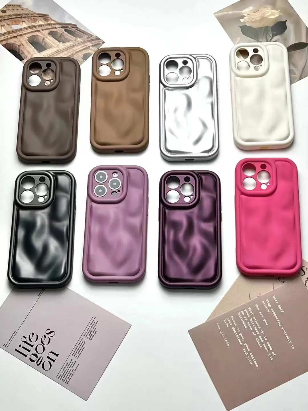 Frosted meteorite pattern drop-resistant soft rubber phone case for Apple iPhone in black