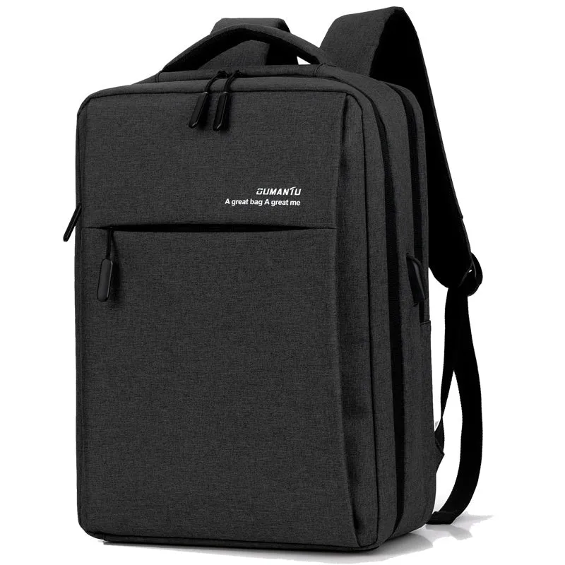 Waterproof rechargeable laptop backpack in various colours showing shoulder straps and Oxford cloth material