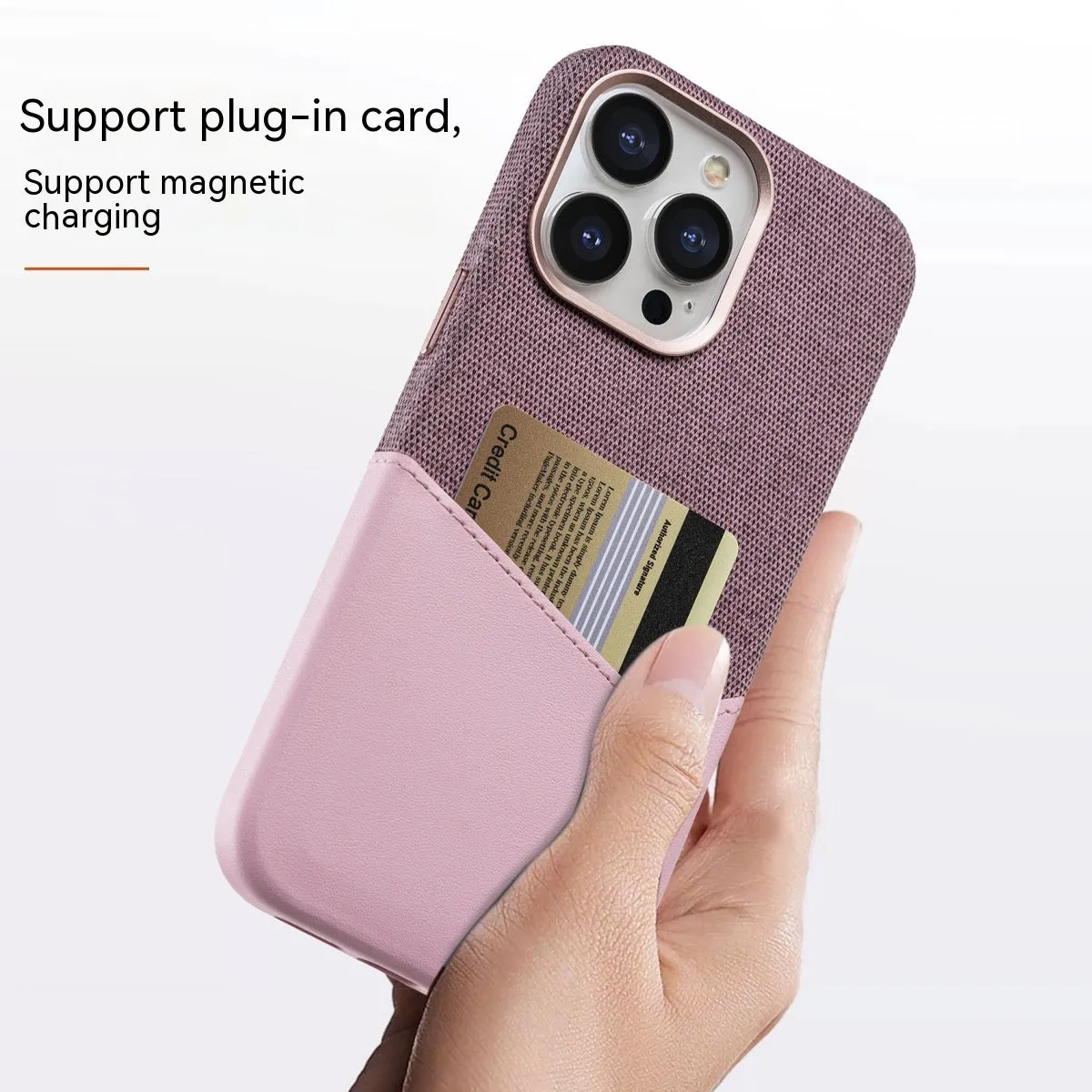 Leather magnetic card phone case for iPhone 12-15 series in black colour-matched design
