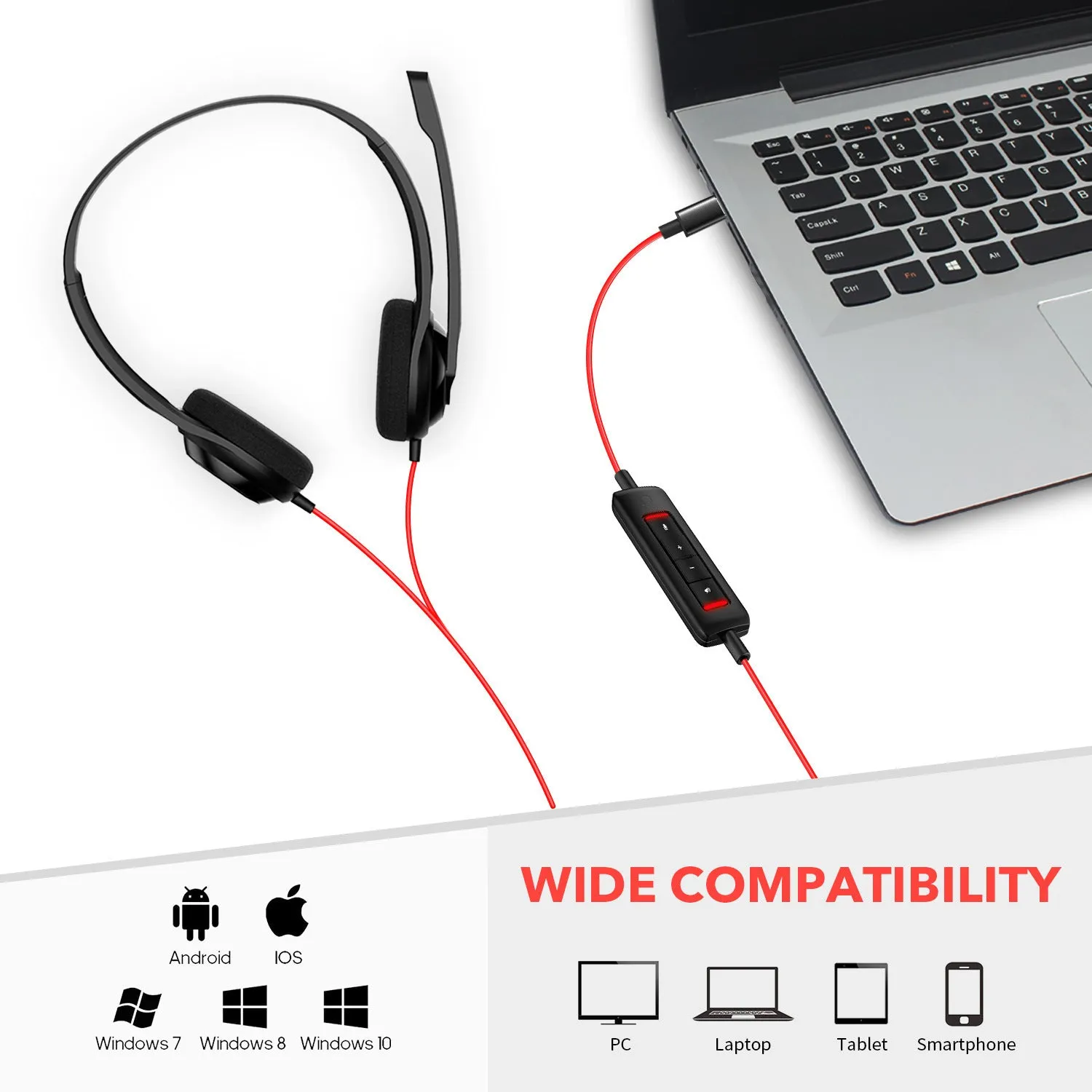 NUBWO HW02 bilateral wired headset with mesh fabric earmuffs and TYPE-C plug