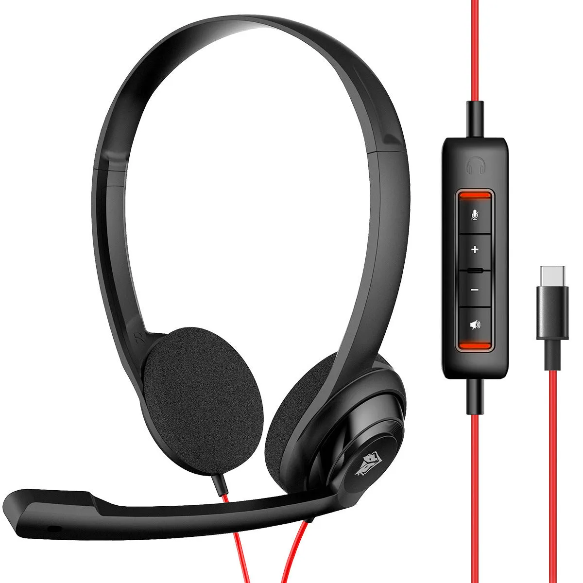 NUBWO HW02 bilateral wired headset with mesh fabric earmuffs and TYPE-C plug