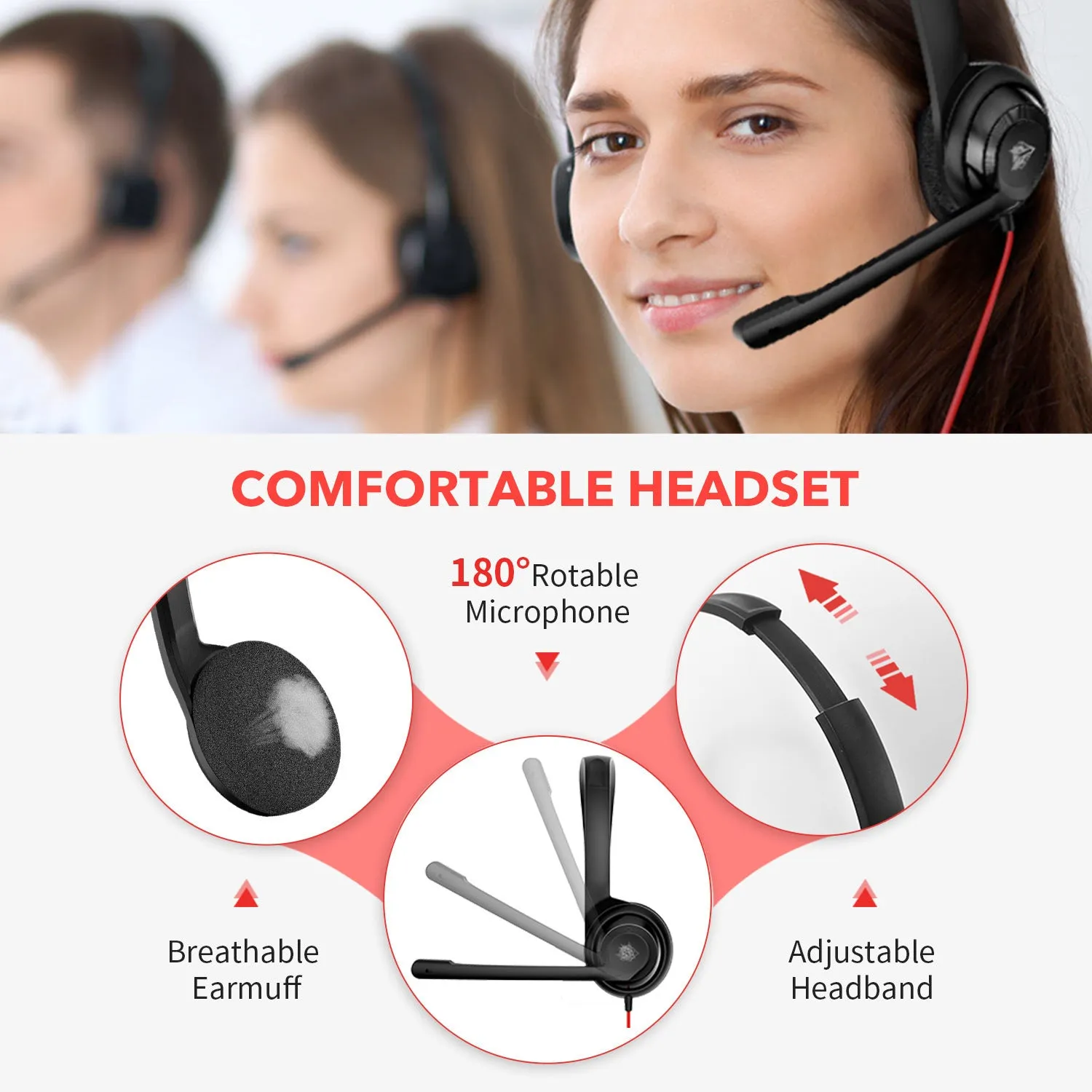 NUBWO HW02 bilateral wired headset with mesh fabric earmuffs and TYPE-C plug