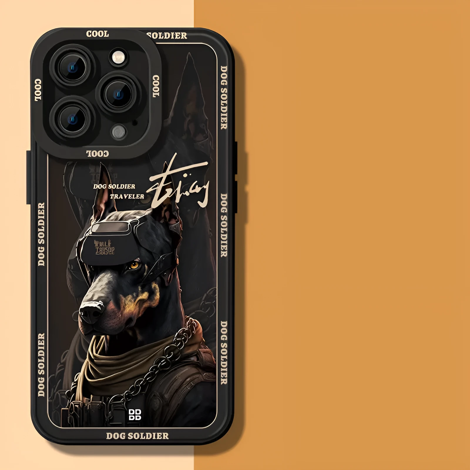 Liquid silicone phone case with anti-drop protection and Doberman dog design for iPhone