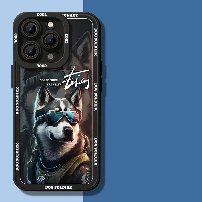 Liquid silicone phone case with anti-drop protection and Doberman dog design for iPhone