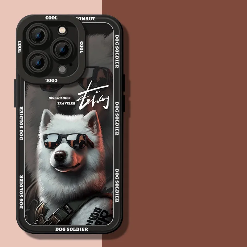 Liquid silicone phone case with anti-drop protection and Doberman dog design for iPhone