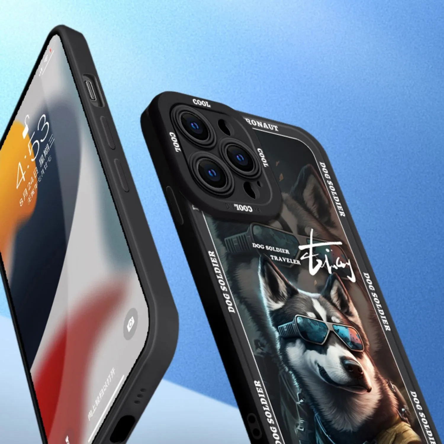 Liquid silicone phone case with anti-drop protection and Doberman dog design for iPhone