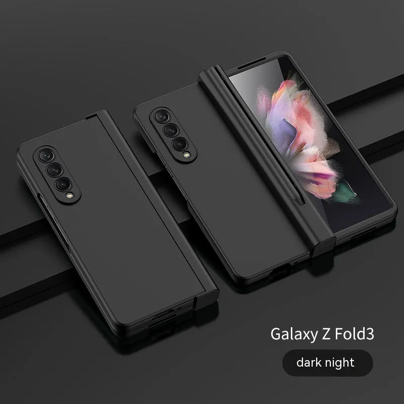 Samsung Z Fold 5 flip case with hinge cover and pen slot in dark night black