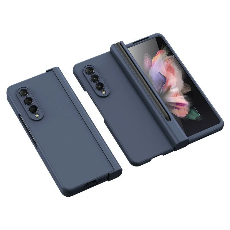 Samsung Z Fold 5 flip case with hinge cover and pen slot in dark night black