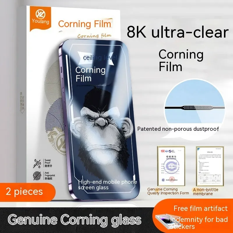 Tempered glass screen protector for iPhone 15 series, dust-free, anti-fingerprint, full coverage