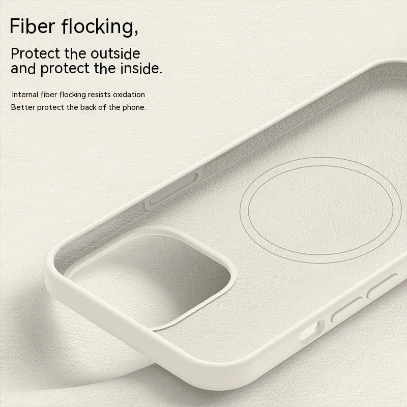 Liquid silicone phone case with frosted finish and magnetic design for iPhone models