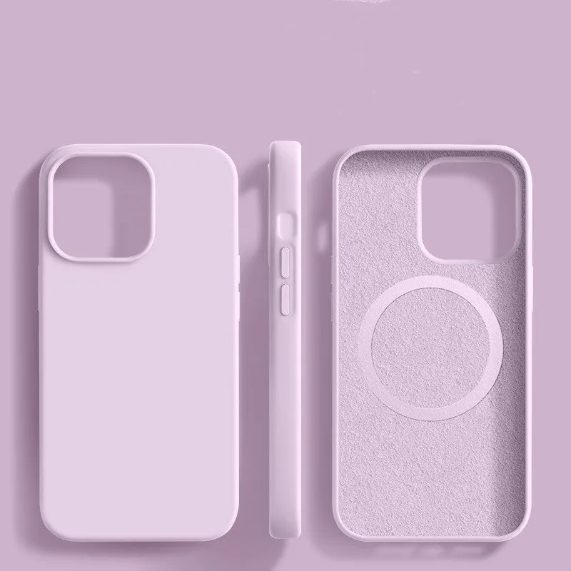 Liquid silicone phone case with frosted finish and magnetic design for iPhone models