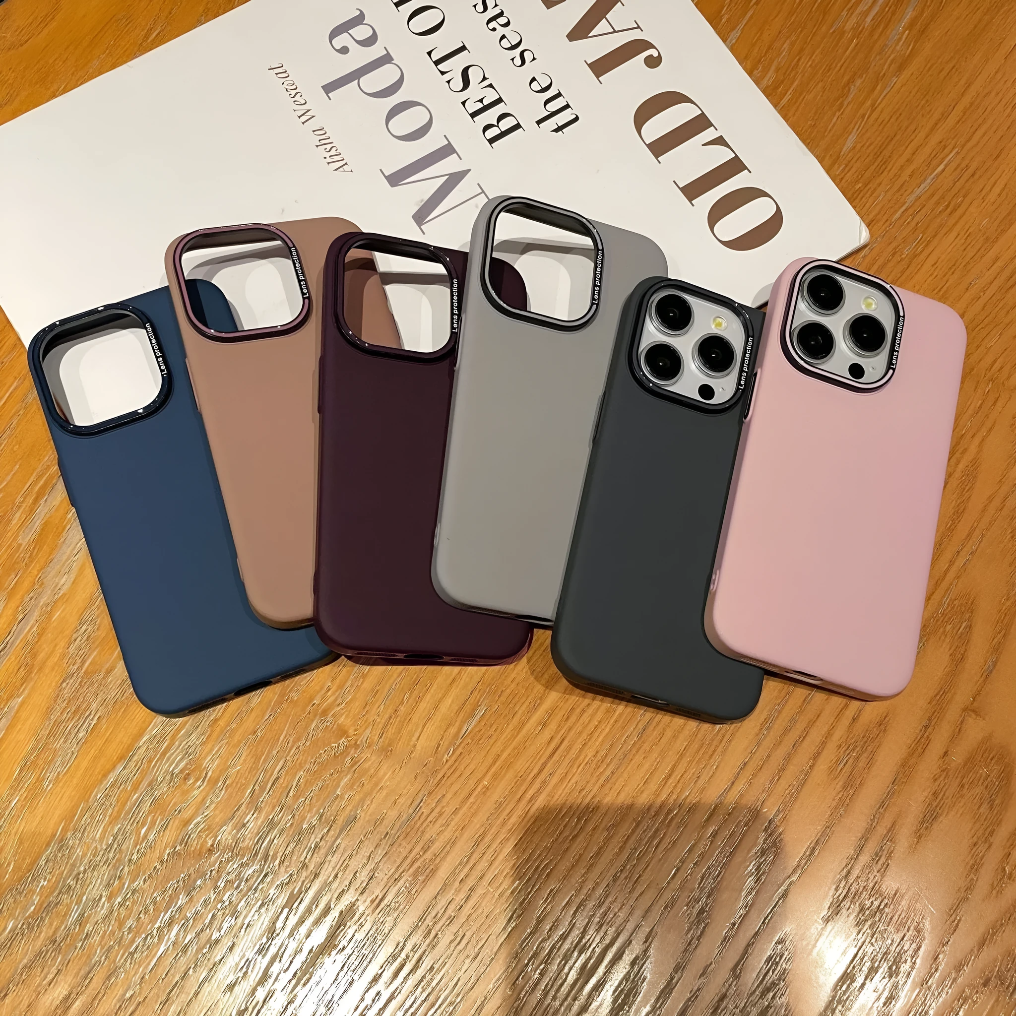 Frosted PC phone case for iPhone 14 Pro in titanium gray with crystal sand texture