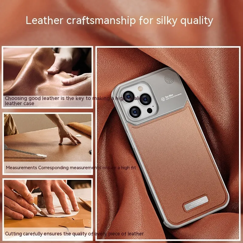 Aluminium alloy anti-fall phone case for Apple iPhone in black half-pack style with machined finish